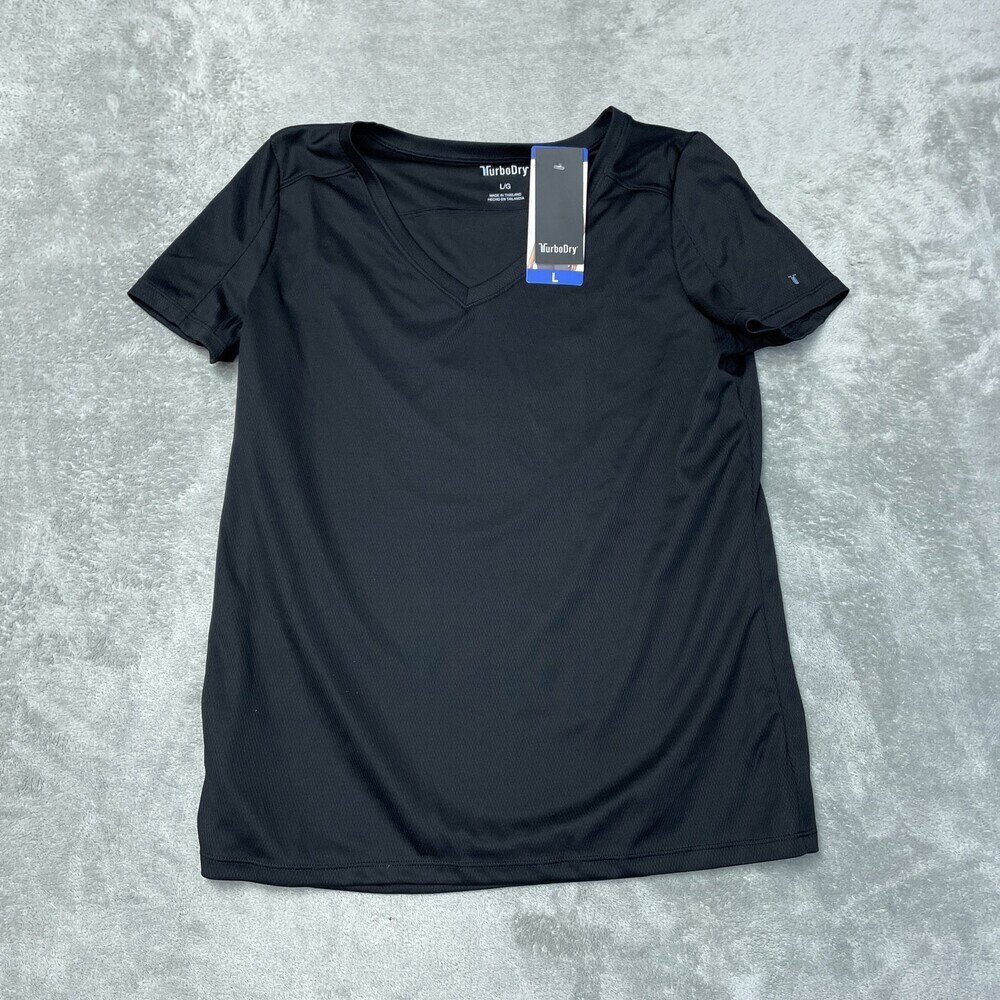 TurboDry Women's L V-Neck Black Polyester H0603
